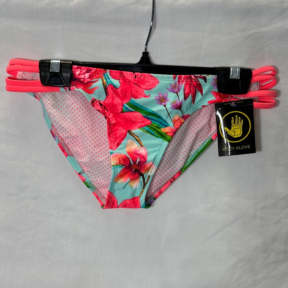 Body Glove Floral Bikini Bottoms with Pink Accents